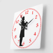schottische Bagpiper-Silhouette Quadratische Wanduhr (Winkel)