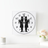 Schottische Bagpipers-Silhouette Quadratische Wanduhr (Zuhause)