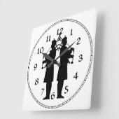 Schottische Bagpipers-Silhouette Quadratische Wanduhr (Winkel)