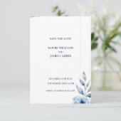 Schottische Blaue Blatt Botanische Minimale Hochze Save The Date (Stehend Vorderseite)