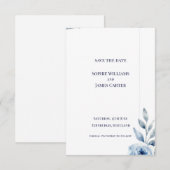 Schottische Blaue Blatt Botanische Minimale Hochze Save The Date (Vorne/Hinten)