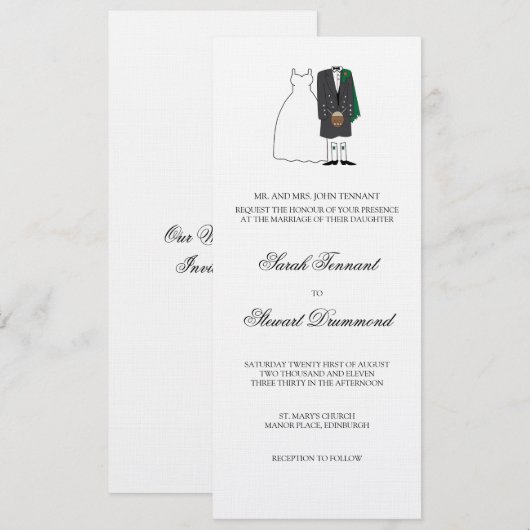 Schottische Braut-und Einladung (Vorne/Hinten)
