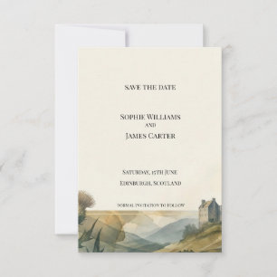 Schottische Burg-Landschaft Save-the-Date-Karte Save The Date