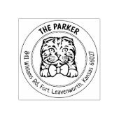 Schottische Cat Family Rücksendeadresse Gummistempel (Prägung)