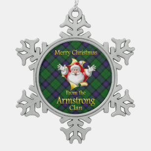 Schottische Clan-Armstrong-Weihnachtsverzierung Schneeflocken Zinn-Ornament