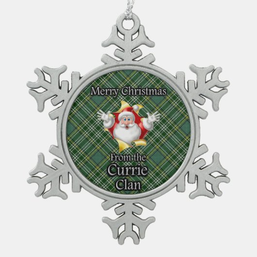 Schottische Clan Currie Schneeflocken Zinn-Ornament (Vorderseite)