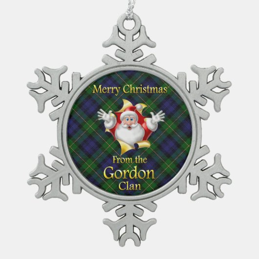 Schottische Clan-Gordon-Weihnachtsverzierung Schneeflocken Zinn-Ornament (Vorderseite)