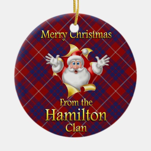 Schottische Clan-Hamilton-Weihnachtsverzierung Keramik Ornament (Vorne)