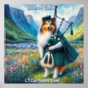 Schottische Collie-Serenade – Dudelsack und Tartan Poster
