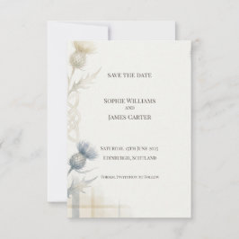 Schottische Distel-Aquarell-Hochzeitseinladungskar Save The Date