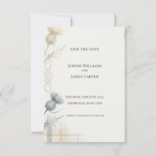 Schottische Distel-Aquarell-Hochzeitseinladungskar Save The Date
