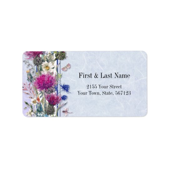 Schottische Distel-Blumenhochzeit Adressaufkleber