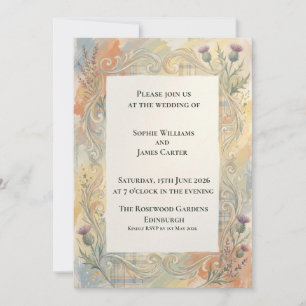 Schottische Distel Boho Hochzeitseinladung Einladung
