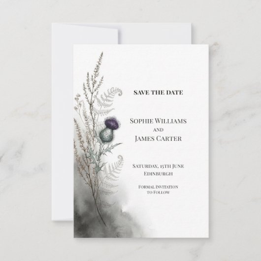 Schottische Distel Botanical Save the Date (Vorderseite)