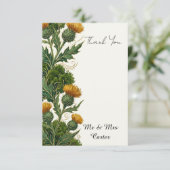 Schottische Distel Botanische Hochzeit Dankeskarte (Stehend Vorderseite)