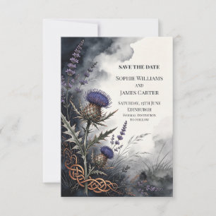 Schottische Distel-Erbe-Hochzeit - Rettet das Datu Save The Date