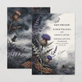 Schottische Distel-Erbe-Hochzeit - Rettet das Datu Save The Date (Vorne/Hinten)