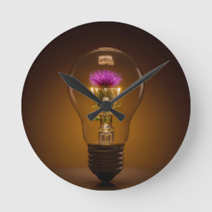 Schottische Distel Glühbirne Rundwanduhr Runde Wanduhr