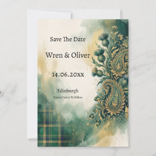 Schottische Distel-Gold-Paisley-Save-the-Date-Kart Save The Date
