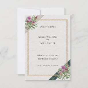 Schottische Distel-Keltische-Tartan-Hochzeit Save The Date