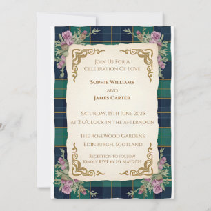 Schottische Distel-Keltische-Tartan-Hochzeitseinla Einladung