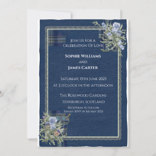 Schottische Distel-Keltische-Tartan-Hochzeitseinla Einladung