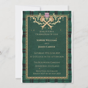 Schottische Distel-Keltische-Tartan-Hochzeitseinla Einladung