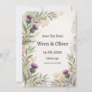 Schottische Distel-Lavendel-Karte zur Vorabanzeige Save The Date