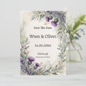 Schottische Distel Olive Botanisch Save The Date (Stehend Vorderseite)