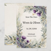Schottische Distel Olive Botanisch Save The Date (Vorne/Hinten)