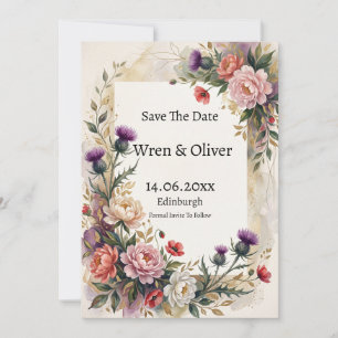 Schottische Distel-Pfingstrose Botanical Save The  Date