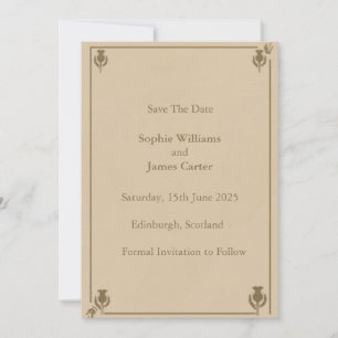 Schottische Distel Save the Date Karte Elegantes