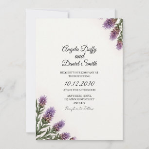 Schottische Distel-Script-Hochzeitseinladung Was Einladung