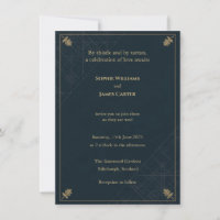 Schottische Distel-Tartan-Navy-Gold-Hochzeitseinla