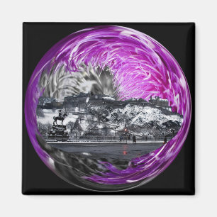 Schottische Distel u. Edinburgh-Schloss Magnet