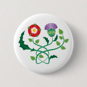 Schottische Distel und englischer Rosen-Knopf Button (Vorderseite)