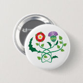 Schottische Distel und englischer Rosen-Knopf Button (Vorne & Hinten)