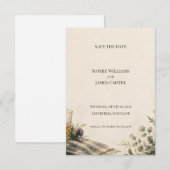 Schottische Distel-Wildblumen-Hochzeit - Save The  Date (Vorne/Hinten)