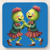 Schottische Disteln im Schottenmuster beim Ceilidh Getränkeuntersetzer (Vorderseite)