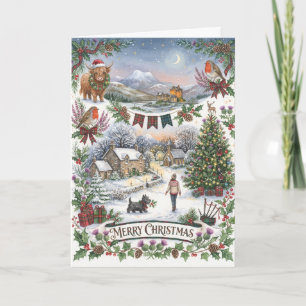 Schottische Dorf-Weihnachtskarte Karte