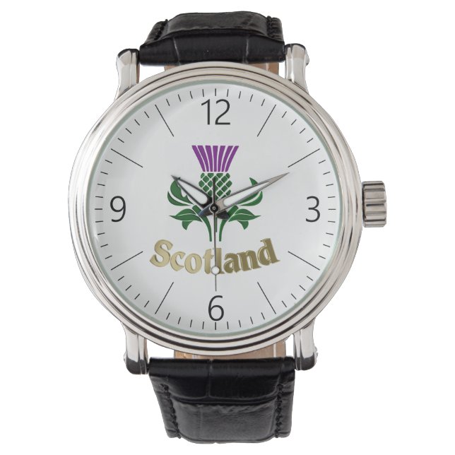 Schottische Emblemdistel Armbanduhr (Vorderseite)