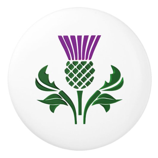 Schottische Emblemdistel Keramikknauf (Vorderseite)