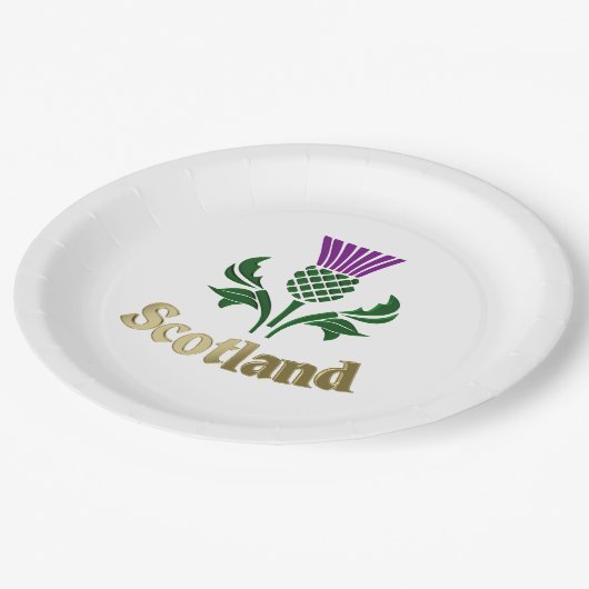 Schottische Emblemdistel Pappteller (Schrägansicht)