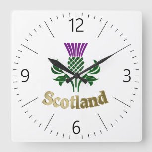 Schottische Emblemdistel Quadratische Wanduhr