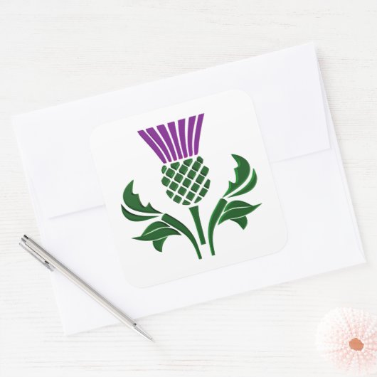 Schottische Emblemdistel Quadratischer Aufkleber (Umschlag)