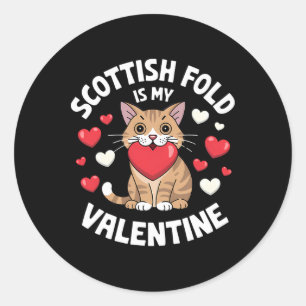 Schottische Falte Valentinstag Süße Katze Design H Runder Aufkleber