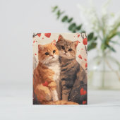 Schottische Falten Katzen Valentinstag Postkarte (Stehend Vorderseite)