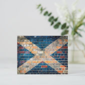 Schottische Flagge an einer Ziegelmauer Postkarte (Stehend Vorderseite)