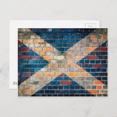 Schottische Flagge an einer Ziegelmauer Postkarte (Vorne/Hinten)