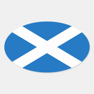 Schottische Flagge: Blau mit weißen diagonalen Lin Ovaler Aufkleber